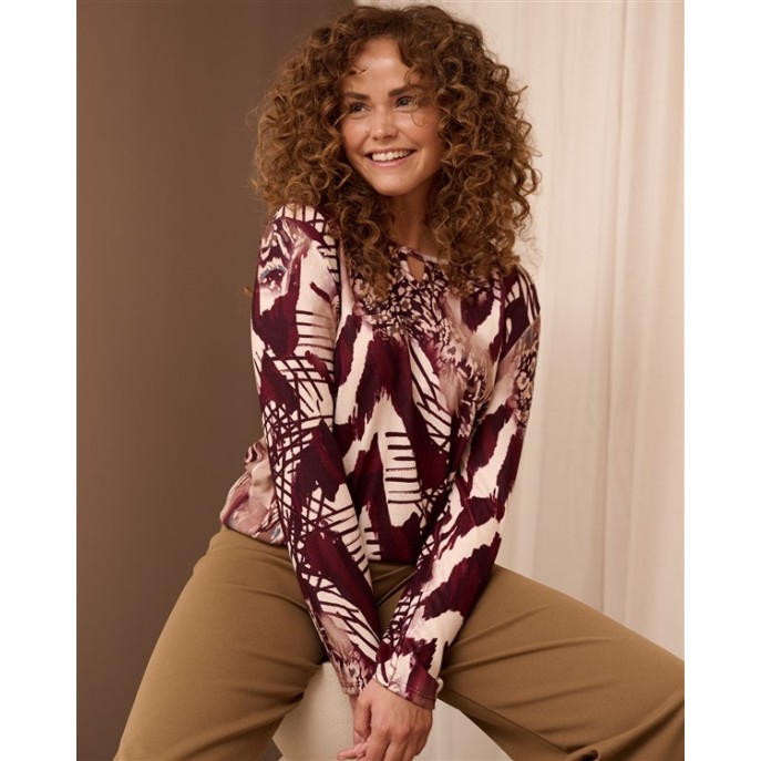 FOS T-shirt 7604 Mimi panter Bordeaux